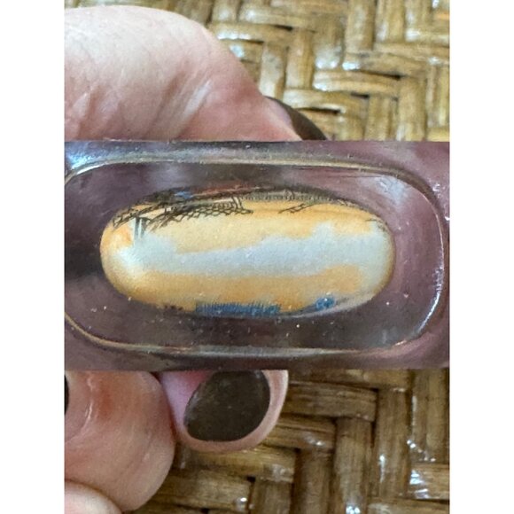 Vintage Chinese Snuff Bottle With Inside Reverse Painting & Red Stopper - Picture 3 of 8